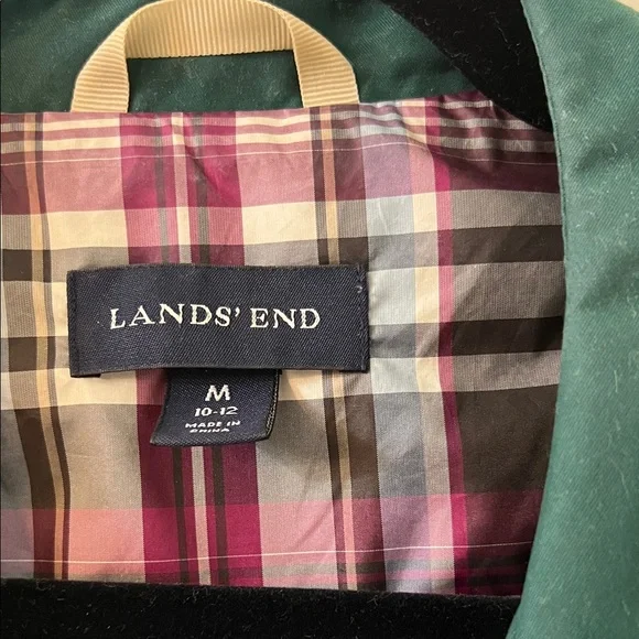 Lands' End Women’s Dark Green Raincoat Size 10-12 Medium - Picture 2 of 5
